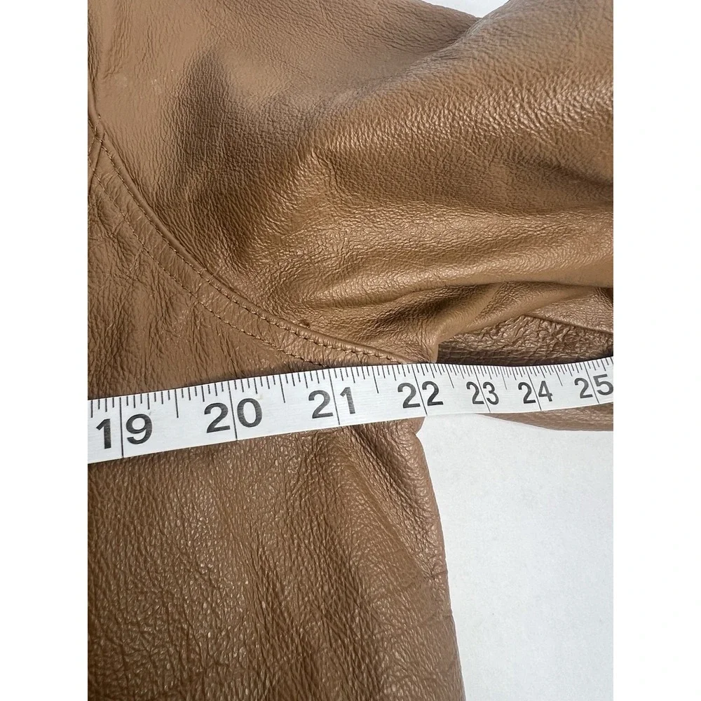 Centigrade Leather‎ Jacket Soft Tan Camel Medium 4 Button Zipper Lined Womens